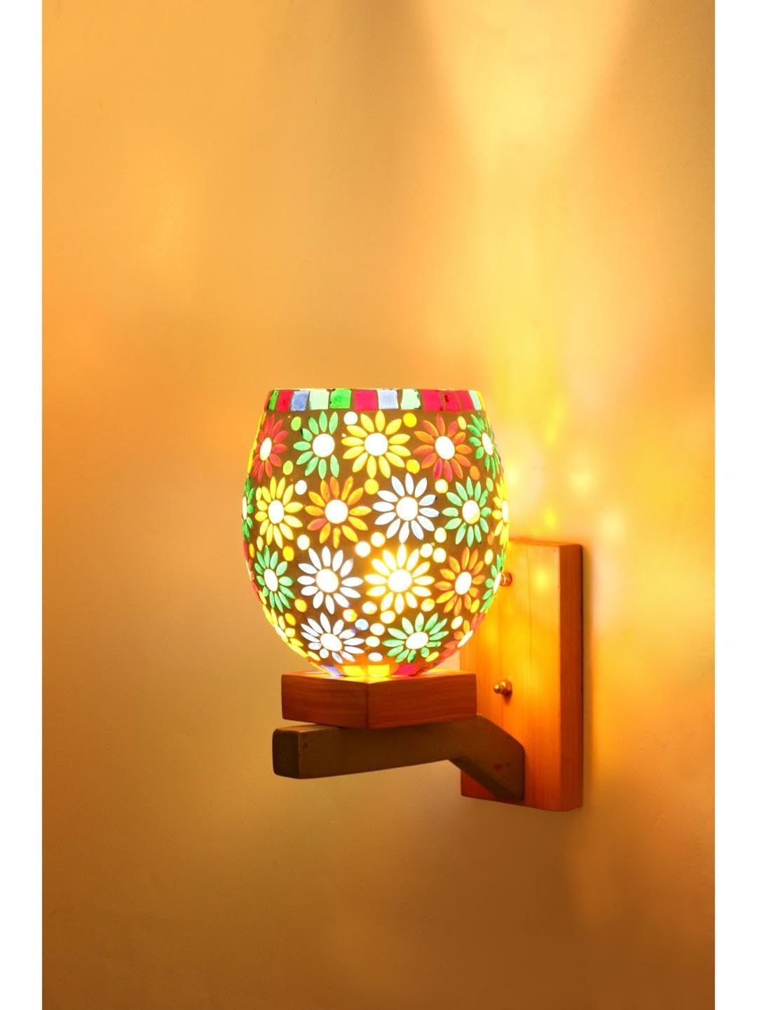 1ST TIME Multicoloured & Multicoloured Printed Wood Contemporary Wall Lamp-picture-46