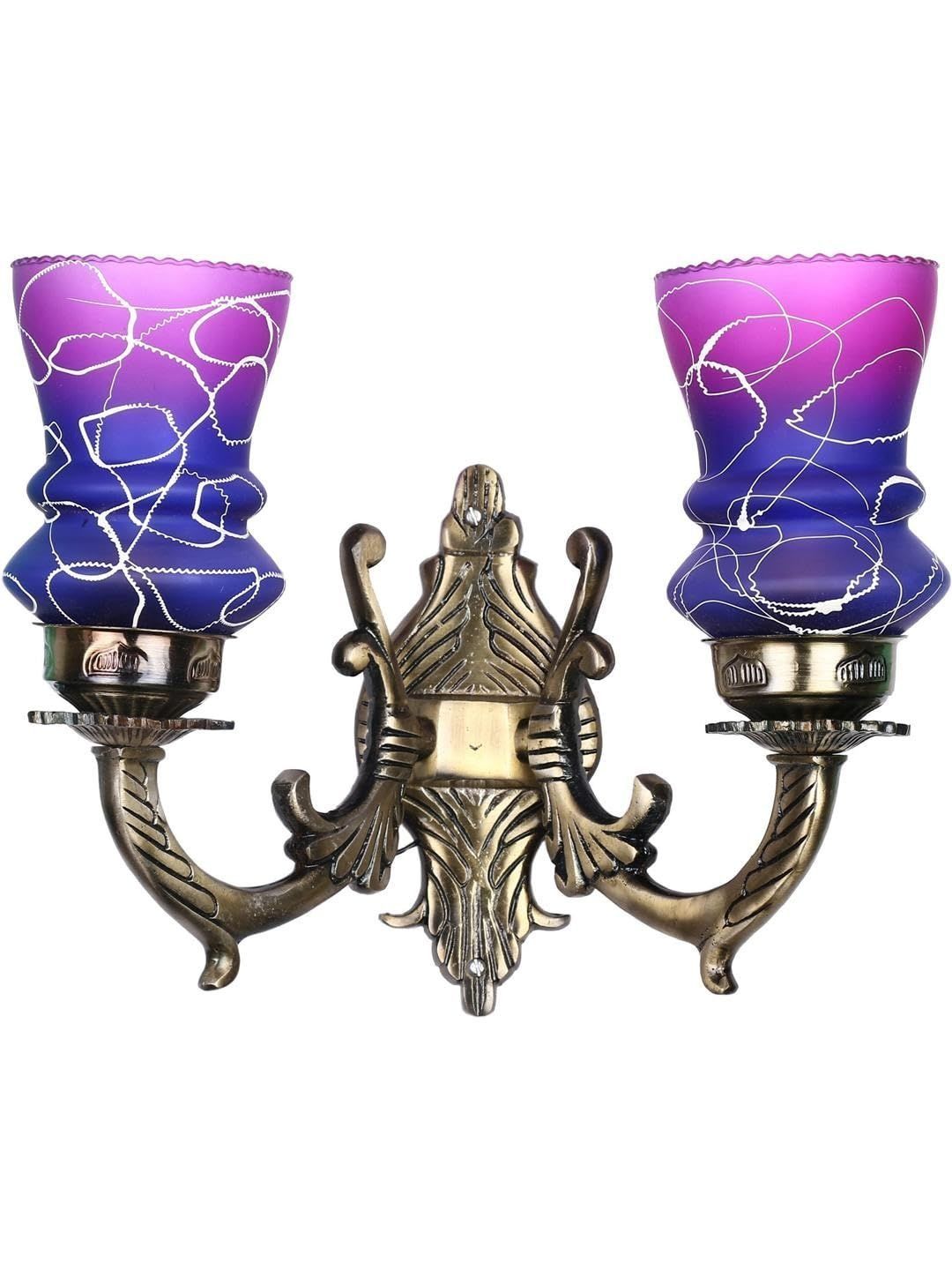1ST TIME Pink & Purple Printed Metal Traditional Abstract Shaped Shaped Wall Lamp-image-45