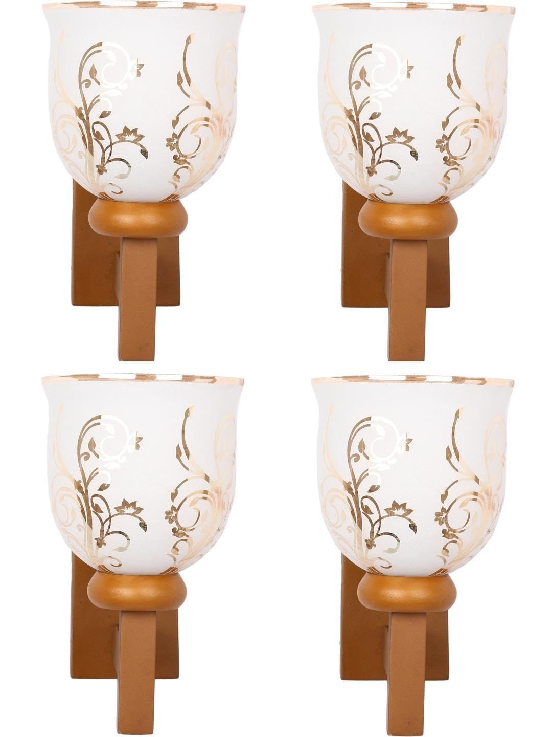 1ST TIME Gold-Toned & White Printed Wood Traditional Wall Lamp-picture-21