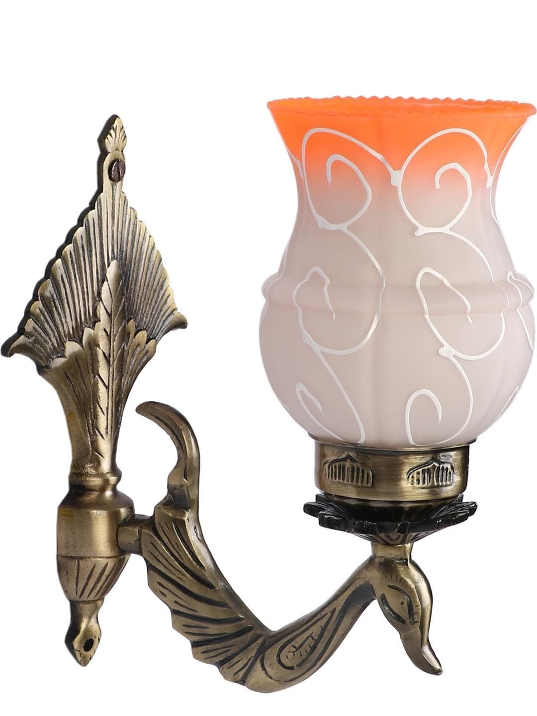 1ST TIME Orange & Bronze-Toned Printed Metal Traditional Wall Lamp-picture-52