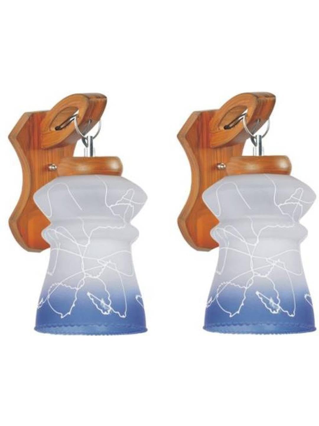 1ST TIME Blue & White Printed Wood Contemporary Abstract Shaped Shaped Wall Lamp-picture-39