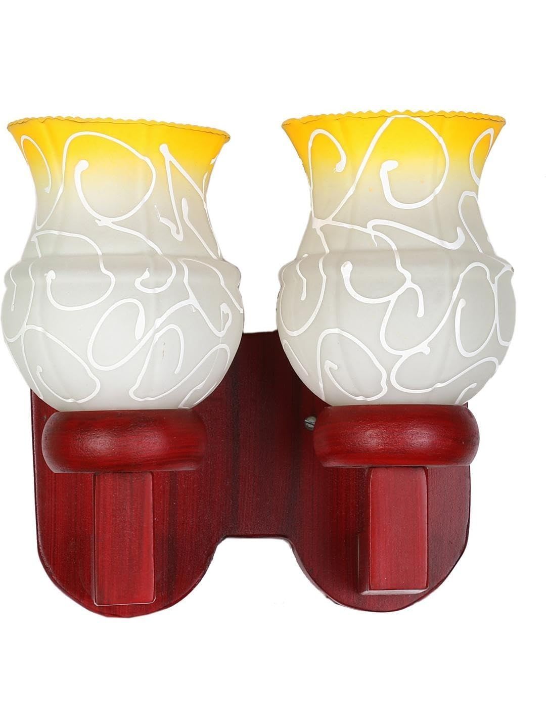 1ST TIME Yellow Printed Wood Traditional Rectangle Shaped Wall Lamp-image-14