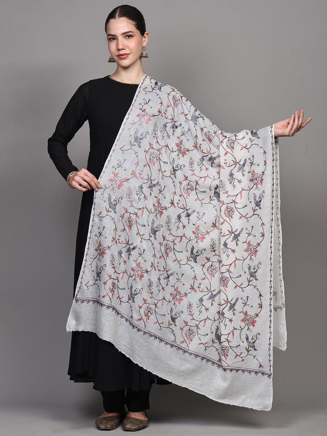 Exotic India Women Animal Embroidered Shawl-image-31