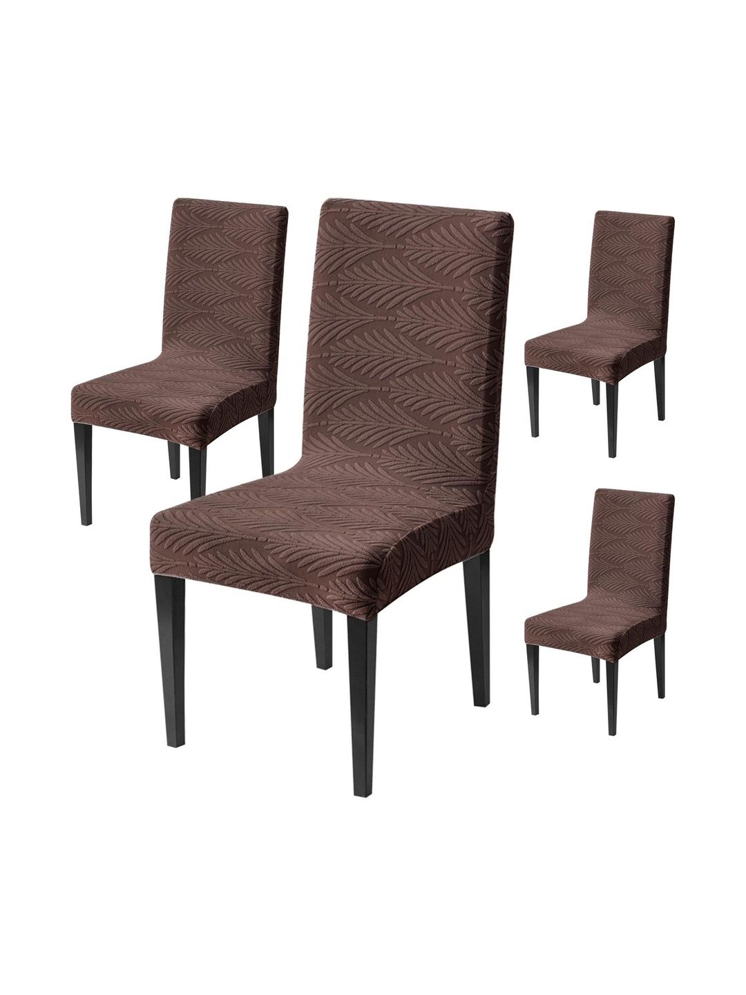 HOUSE OF QUIRK 4-Pcs Brown Textured 220 GSM Chair Cover-picture-38