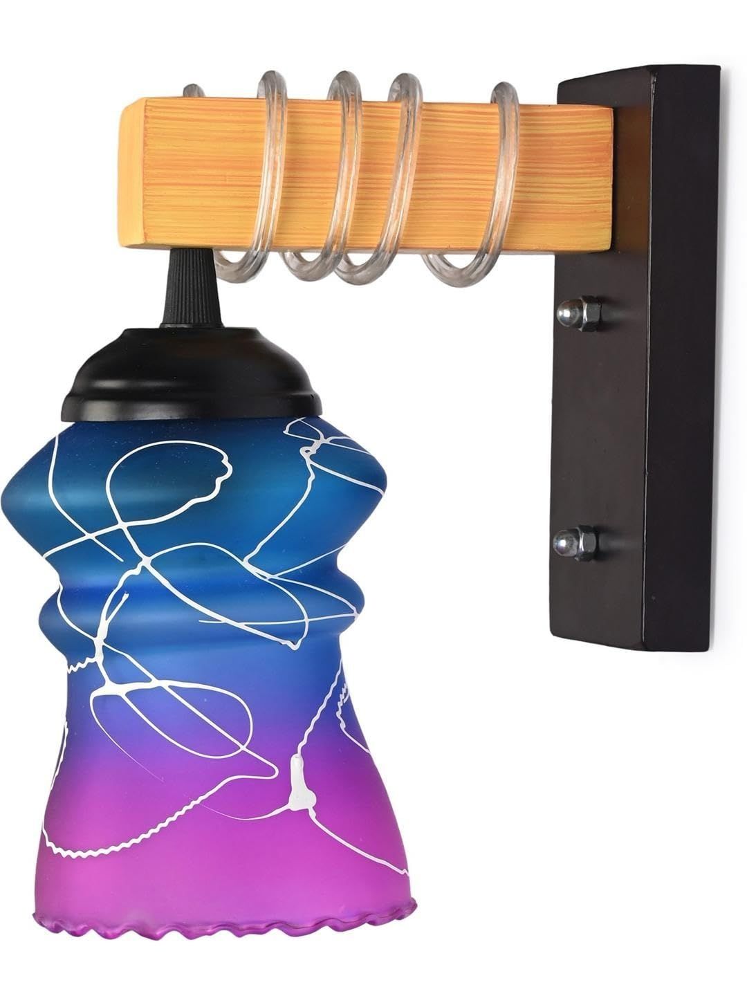 1ST TIME Pink & Blue Textured Wood Contemporary Abstract Shaped Shaped Wall Lamp-picture-20