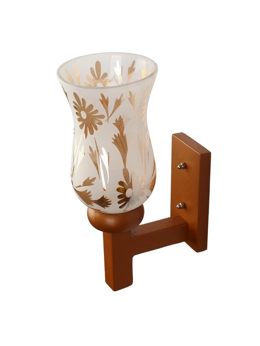 1ST TIME Gold-Toned & White Printed Wood Wall Lamp-picture-56