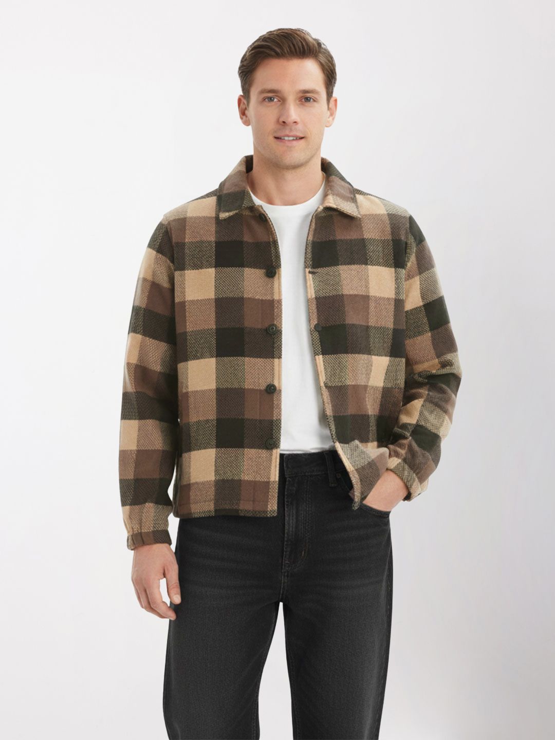 Mast & Harbour Checked Spread Collar Jacket-image-15