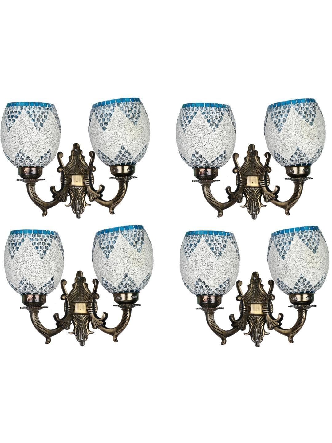 1ST TIME White & Blue Textured Metal Traditional Wall Lamp-picture-15