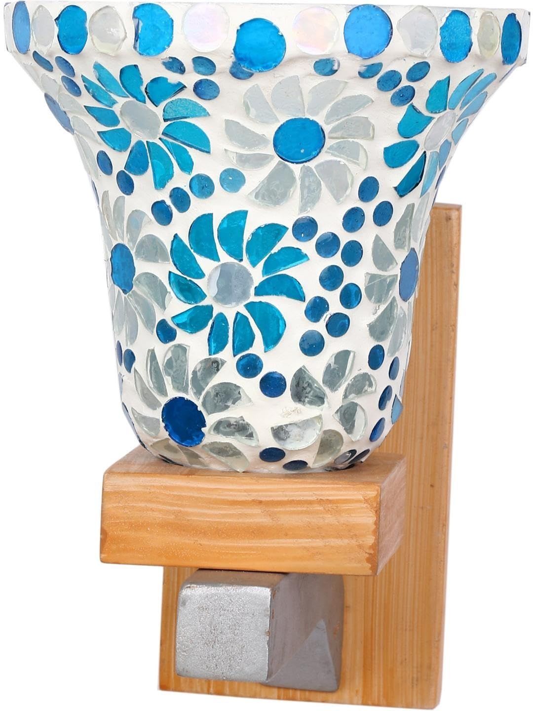 1ST TIME Blue & Blue Textured Wood Frustum Shaped Wall Lamp-image-41