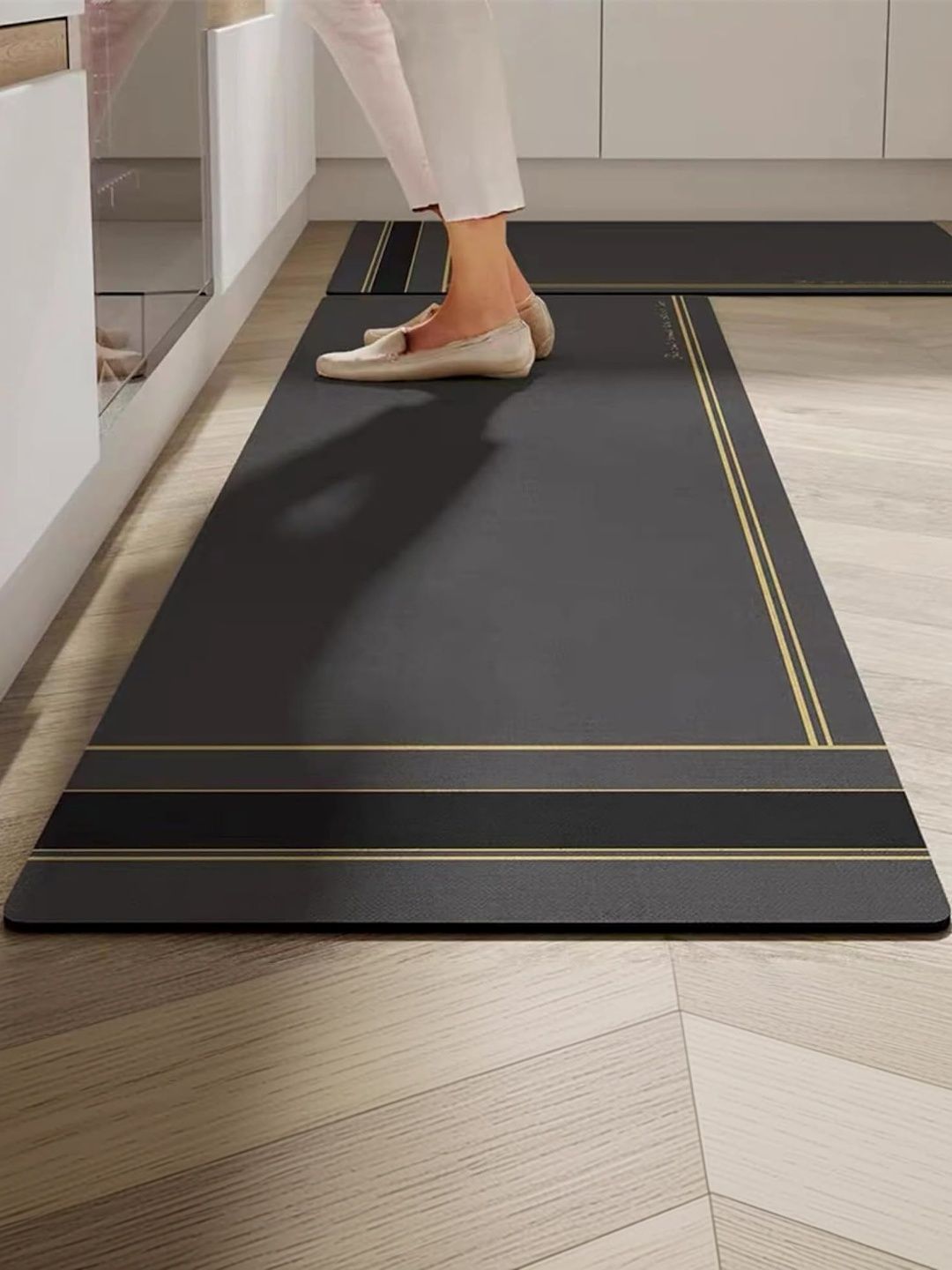 Deoxys 2-Pcs Grey Printed Antiskid Printed Anti-Skid Floor Mats & Dhurries-image-30