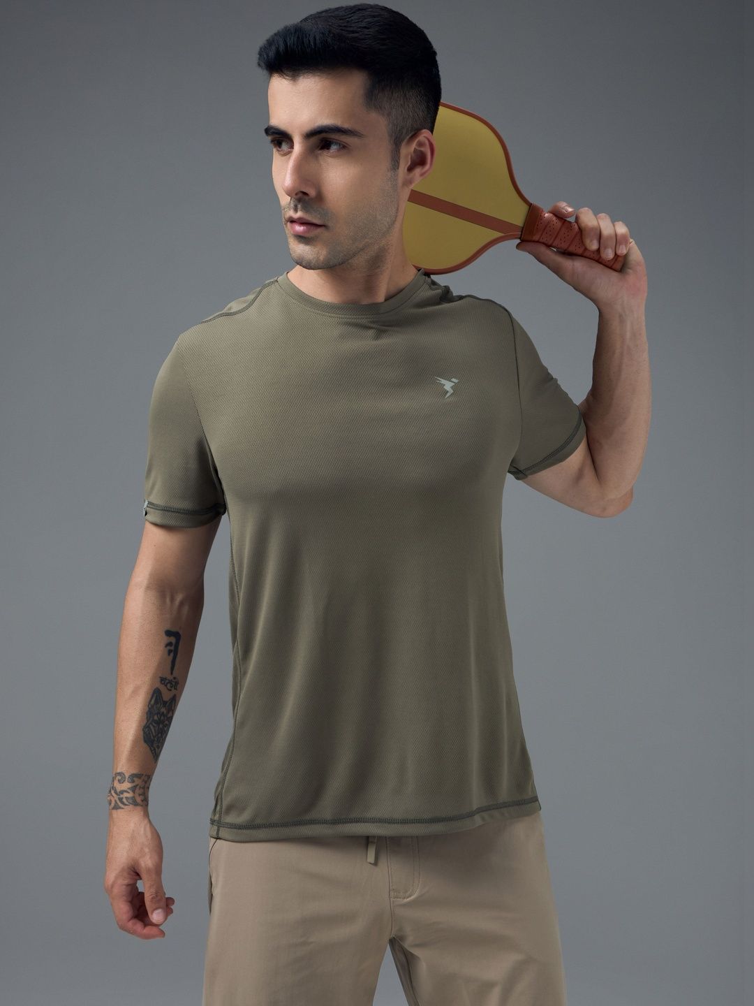 Technosport Men Brand Logo Anti Static Pockets Slim Fit T-shirt-image-44