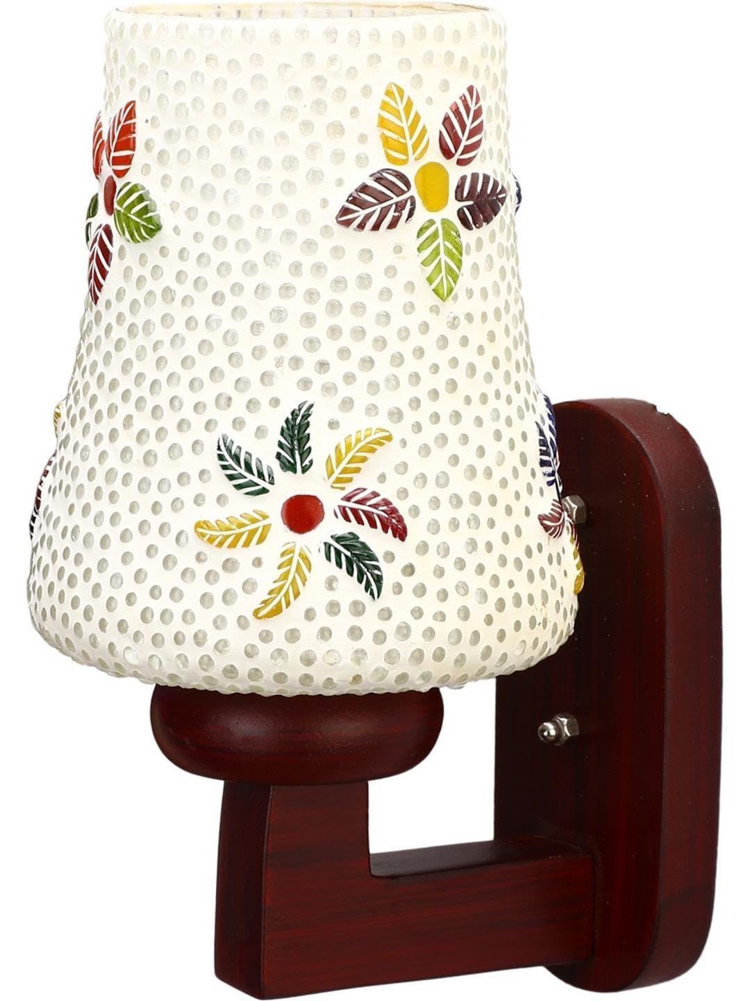 1ST TIME Multicoloured & White Colourblocked Wood Frustum Shaped Wall Lamp-picture-23