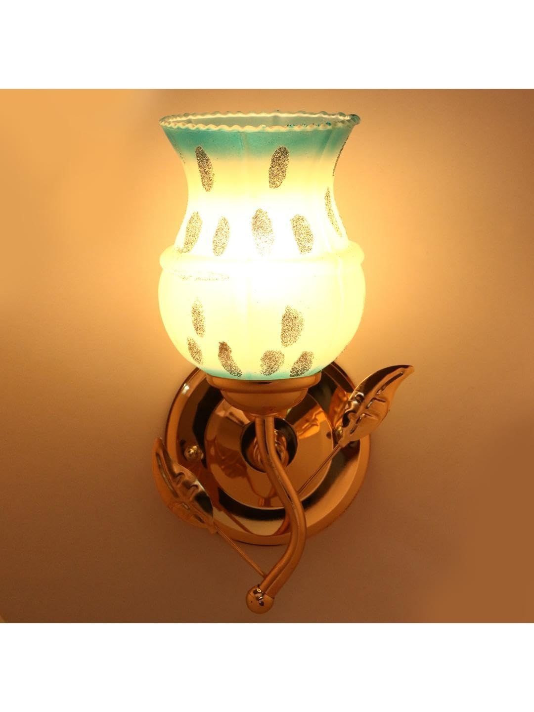 1ST TIME Yellow & Gold-Toned Printed Metal Frustum Shaped Wall Lamp-picture-13