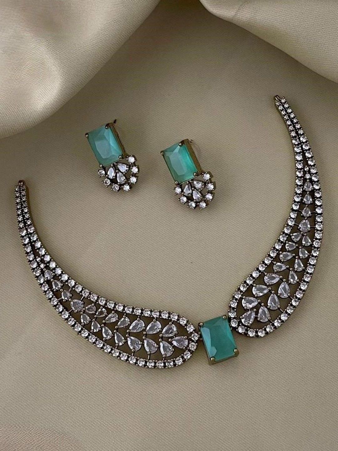 FANCY KF Gold-Plated American Diamond Studded Jewellery Set-picture-39