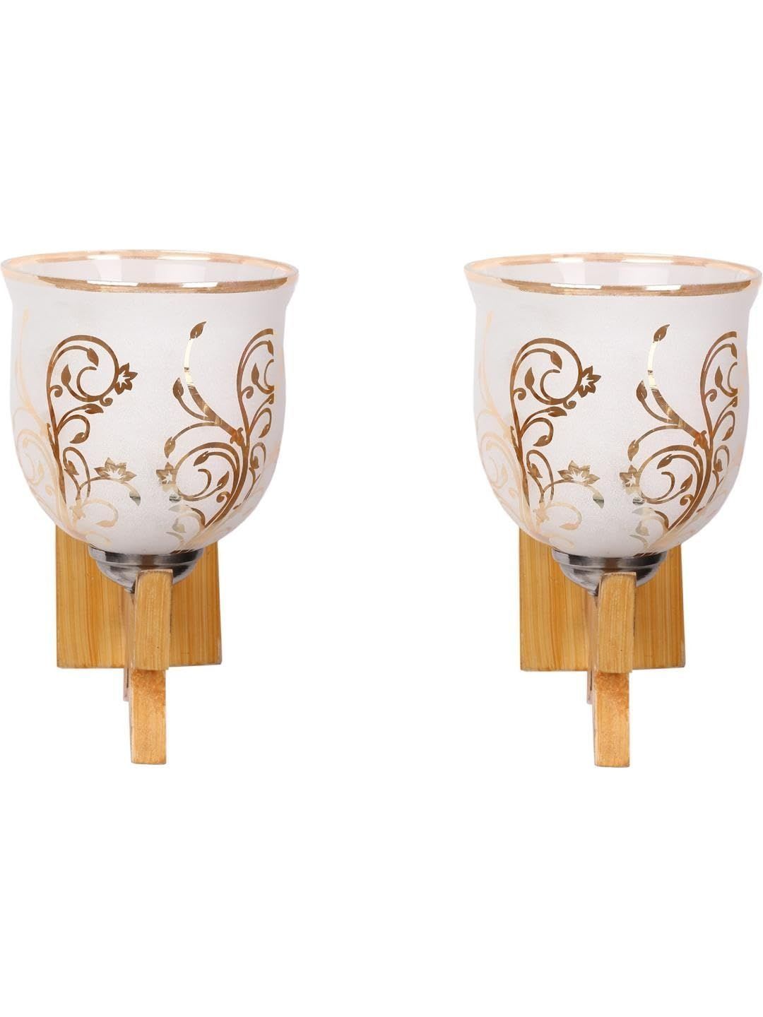 1ST TIME Gold-Toned & White Printed Wood Traditional Wall Lamp-picture-16