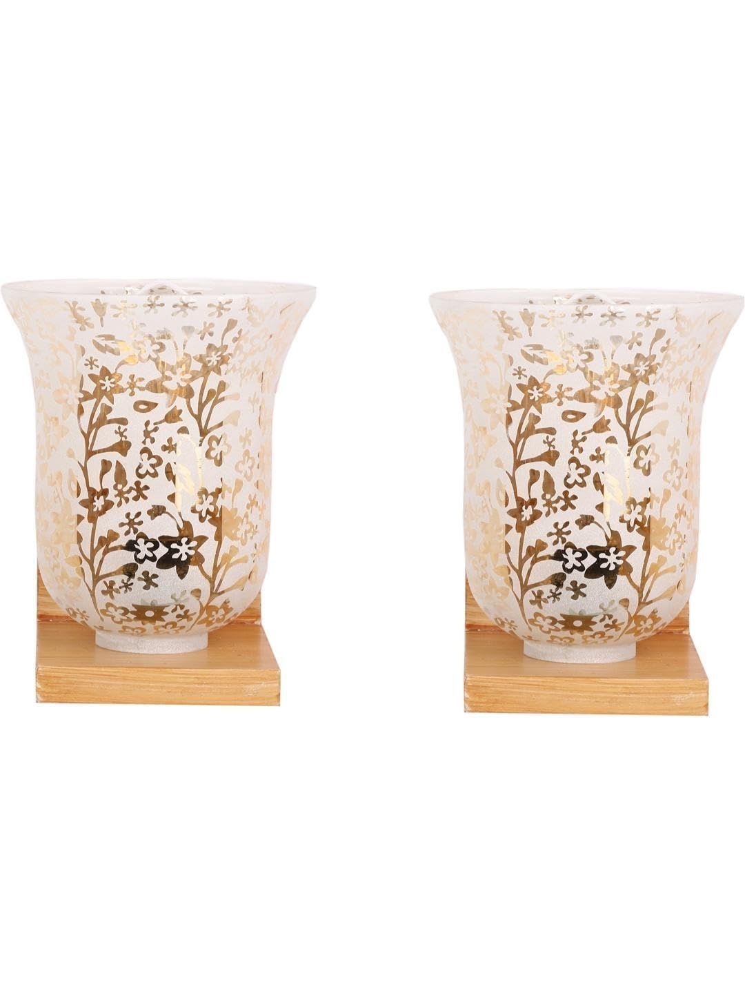 1ST TIME Gold-Toned & White Printed Wood Traditional Wall Lamp-picture-25