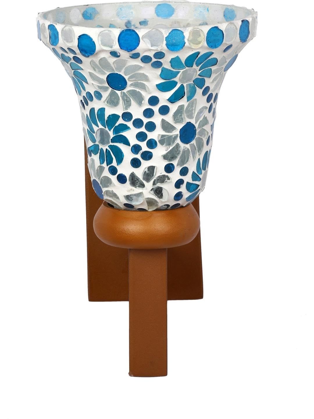 1ST TIME Blue & Brown Textured Wood Frustum Shaped Wall Lamp-picture-37