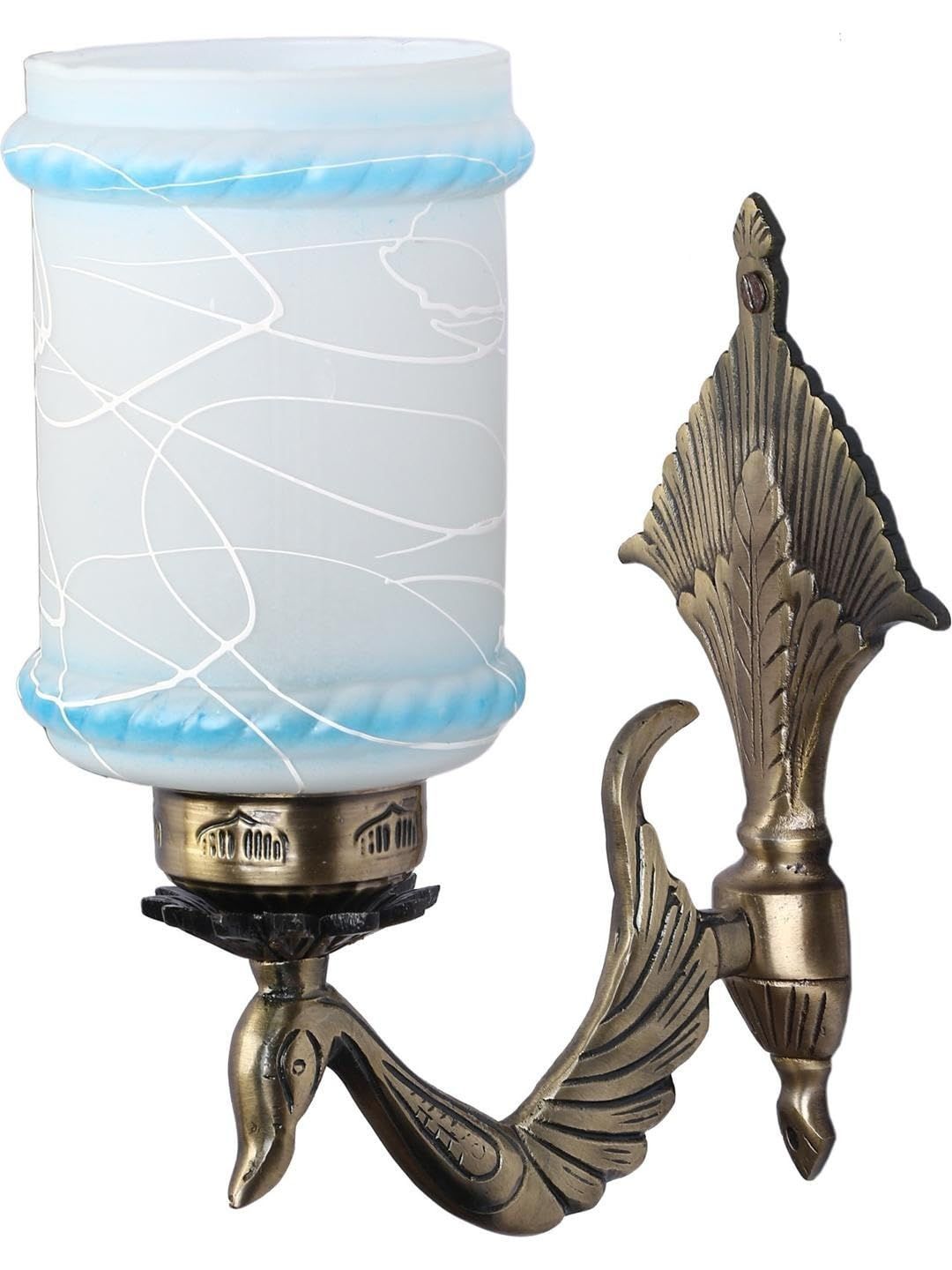 1ST TIME Blue & White Textured Metal Traditional Cylinder Shaped Wall Lamp-image-30