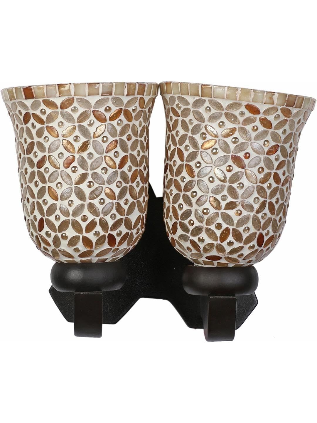 1ST TIME Gold-Toned & Brown Textured Wood Traditional Frustum Shaped Wall Lamp-picture-37