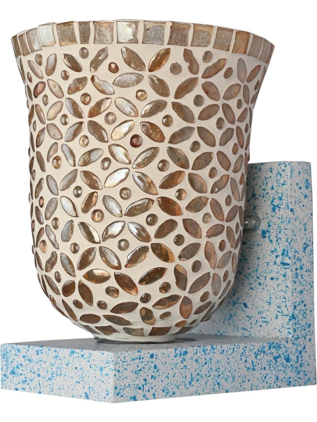 1ST TIME Gold-Toned & White Textured Wood Contemporary Frustum Shaped Wall Lamp-picture-10