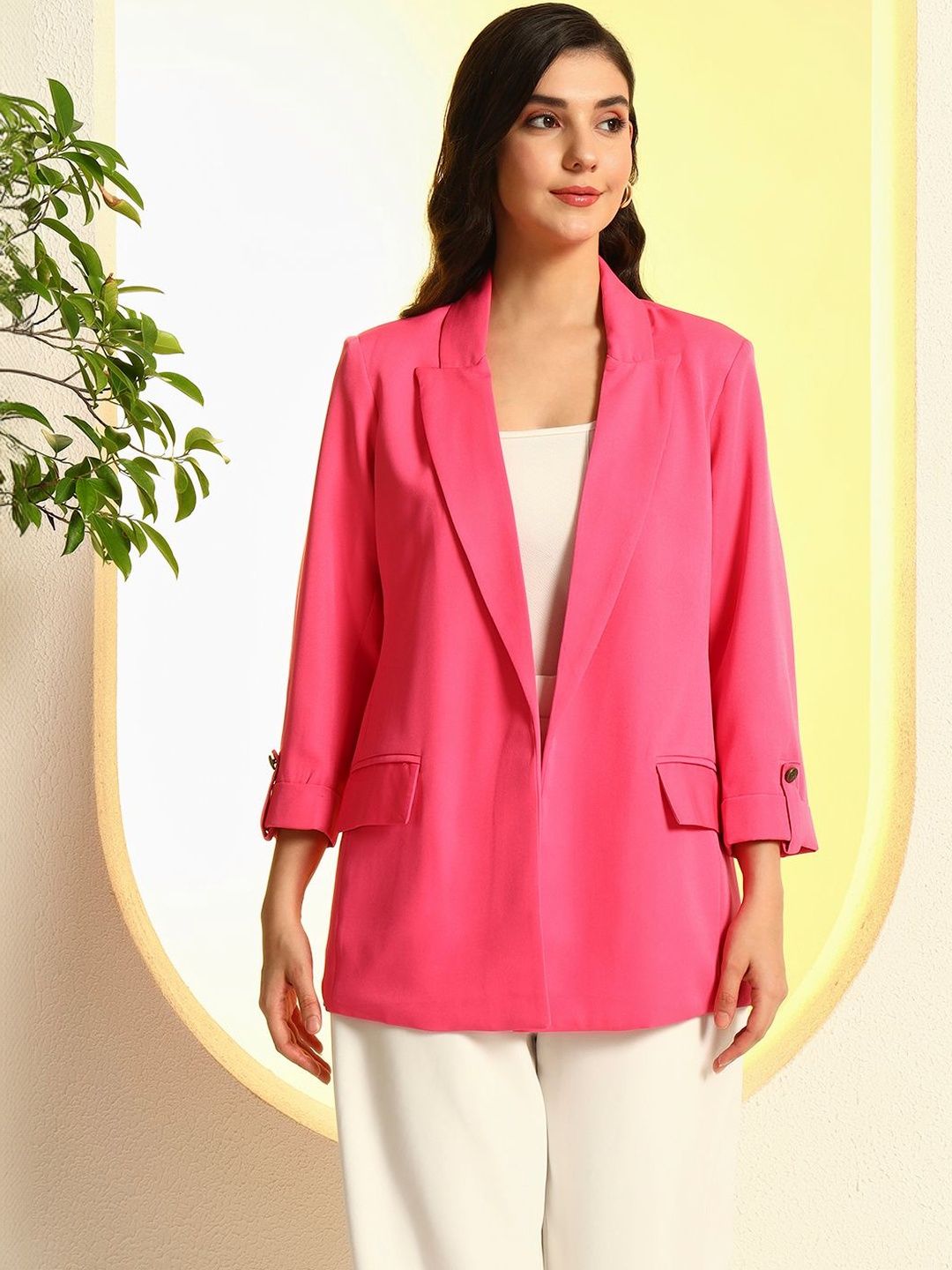 Zastraa Women Notched Lapel Front Open Blazer-picture-33