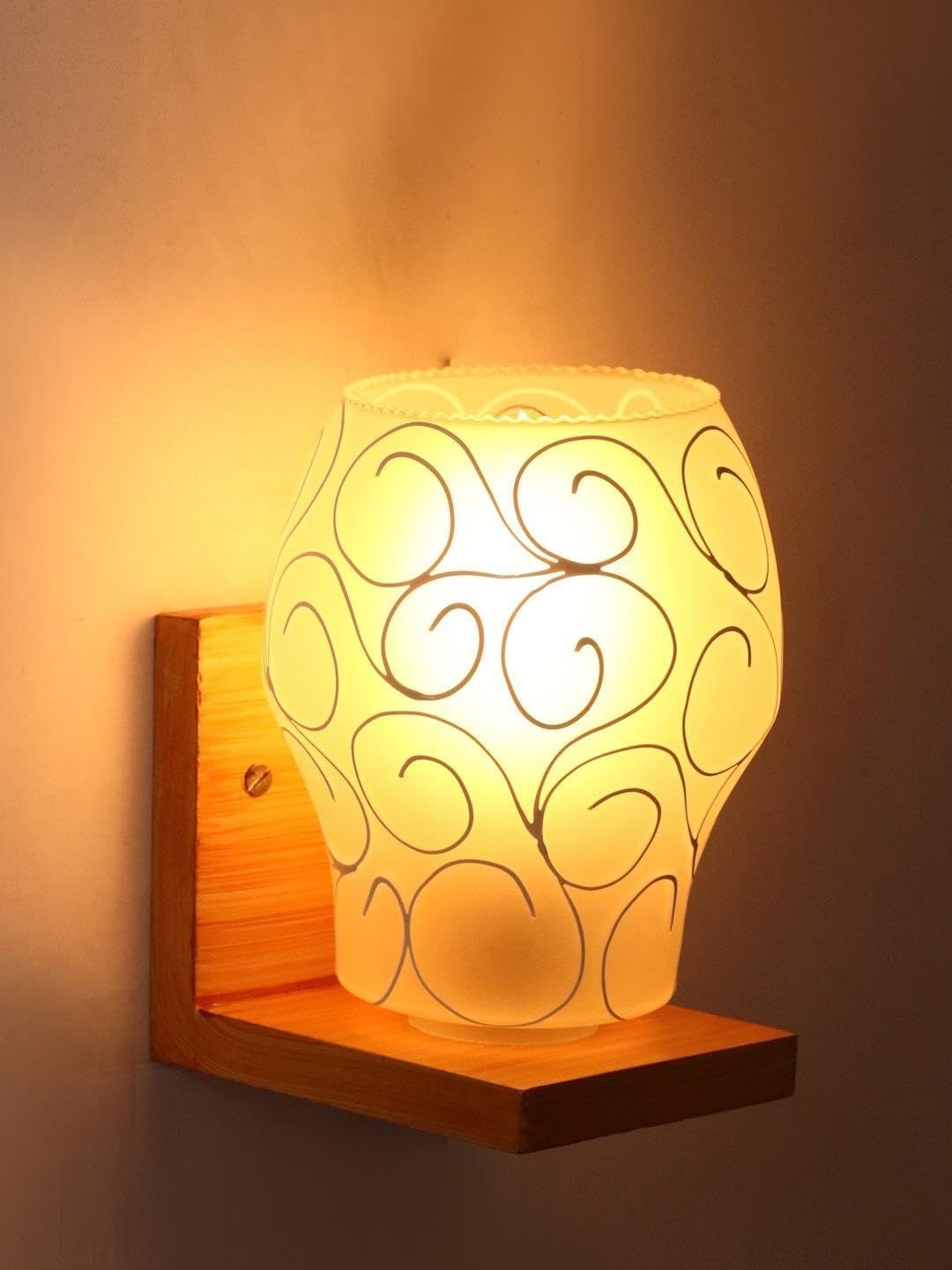1ST TIME White & White Printed Wood Contemporary Abstract Shaped Shaped Wall Lamp-picture-41