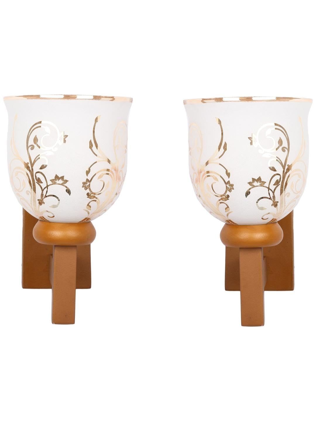 1ST TIME Gold-Toned & White Printed Wood Traditional Wall Lamp-picture-18