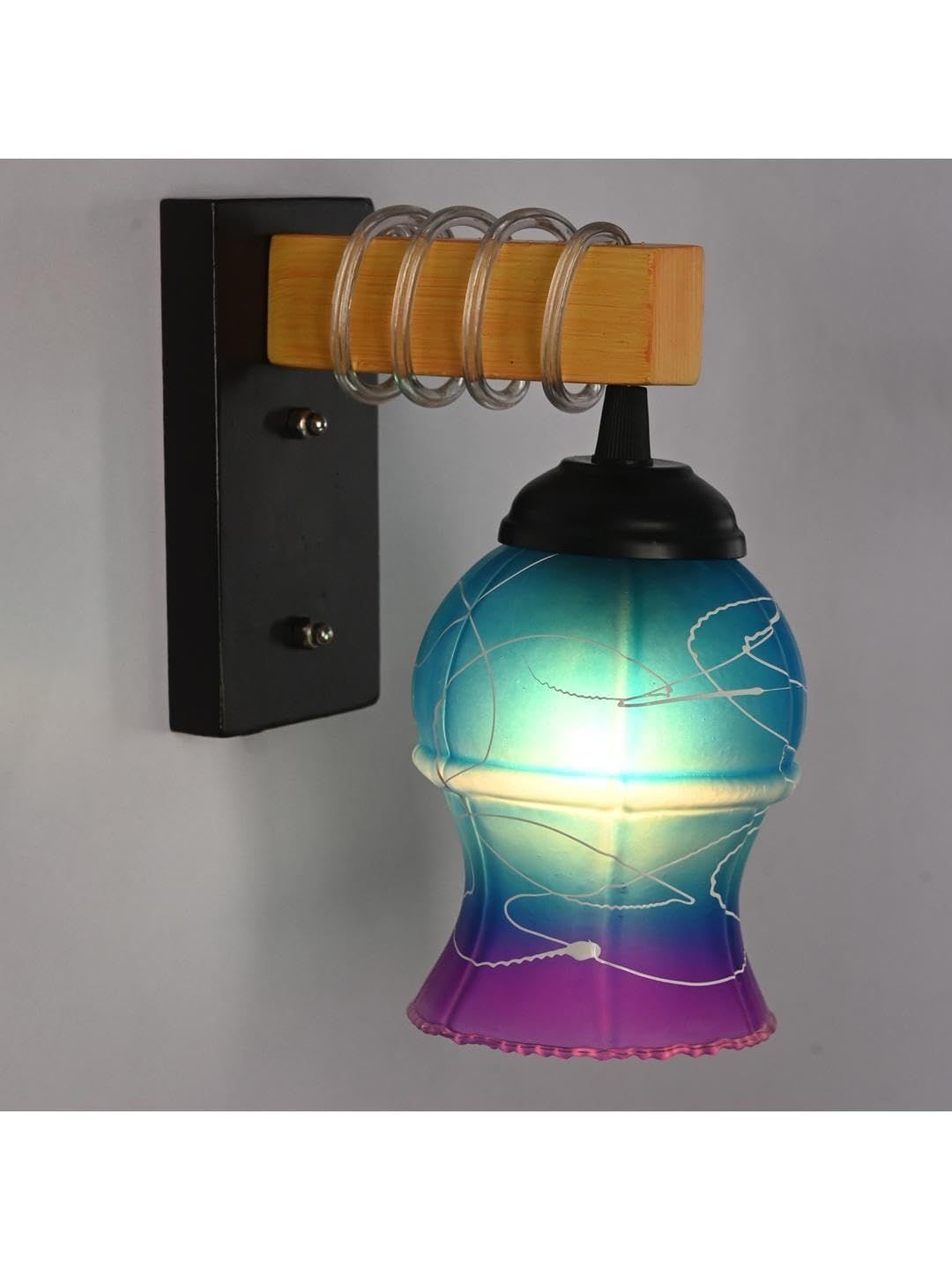 1ST TIME Pink & Blue Textured Wood Contemporary Abstract Shaped Shaped Wall Lamp-picture-19