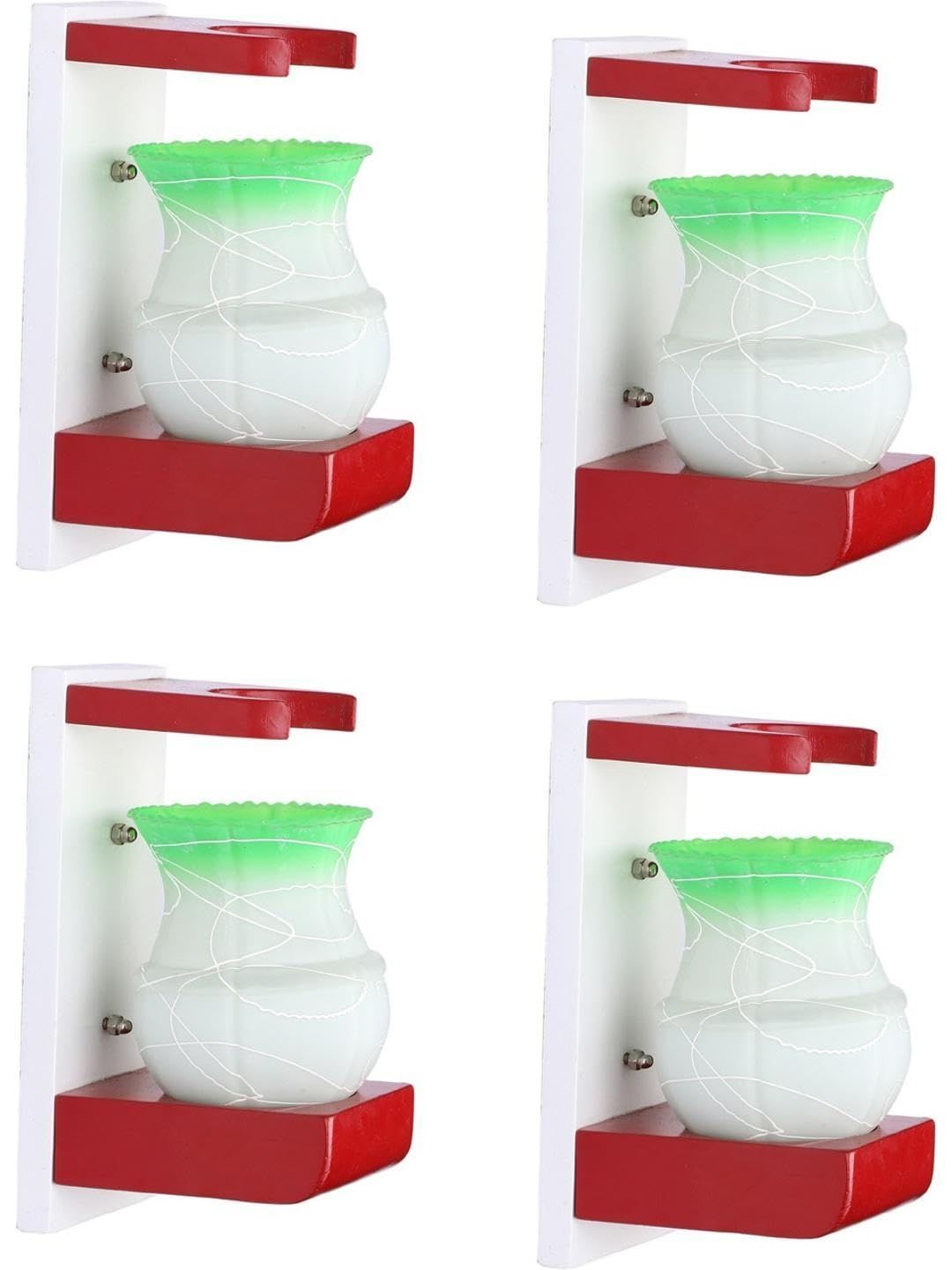 1ST TIME Green & Red Textured Wood Contemporary Abstract Shaped Shaped Wall Lamp-picture-30