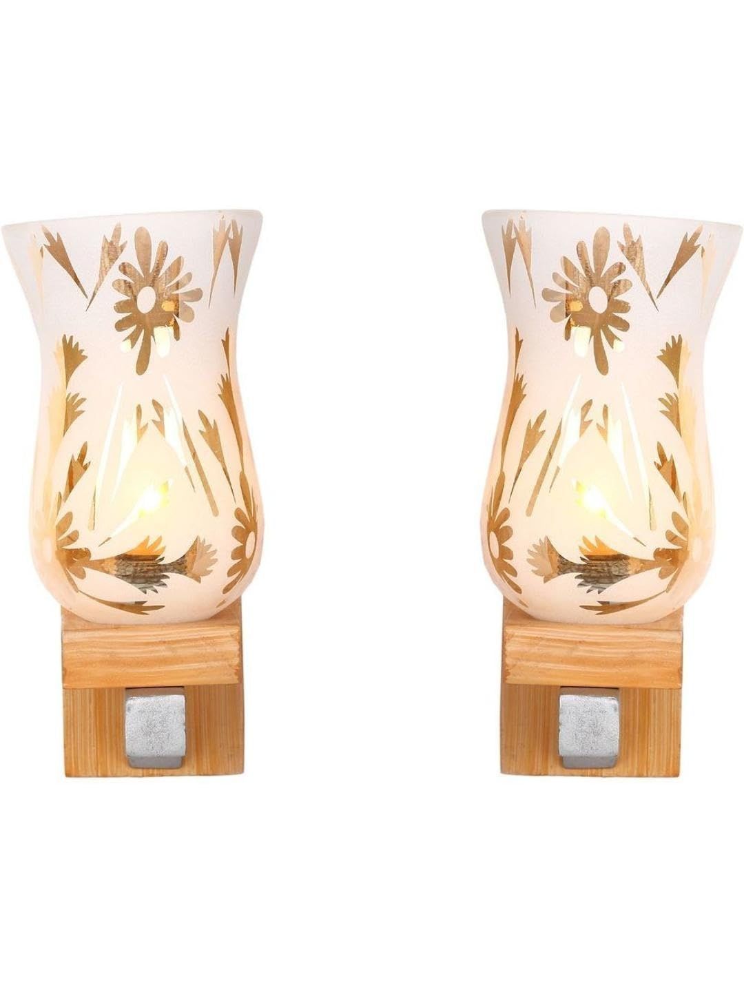 1ST TIME Gold-Toned & White Printed Wood Traditional Wall Lamp-picture-24