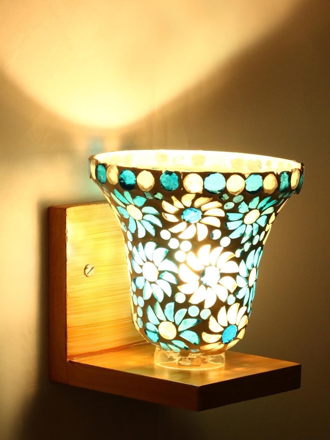 1ST TIME Blue & White Textured Wood Wall Lamp-image-19