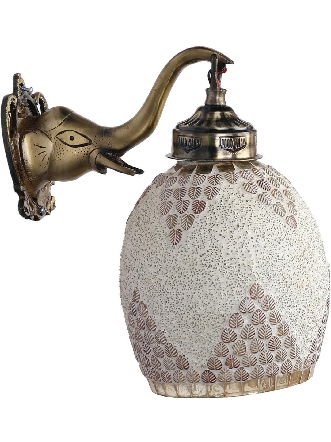 1ST TIME Gold-Toned & White Textured Metal Traditional Spherical Shaped Wall Lamp-picture-40