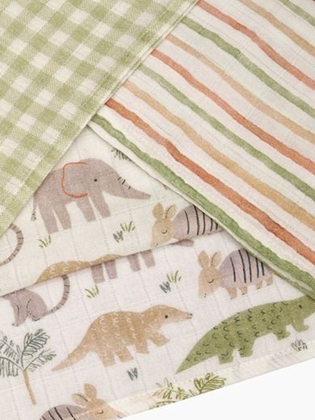 mothercare Cream-Coloured & Green Set of 3 Checked Blanket-picture-11