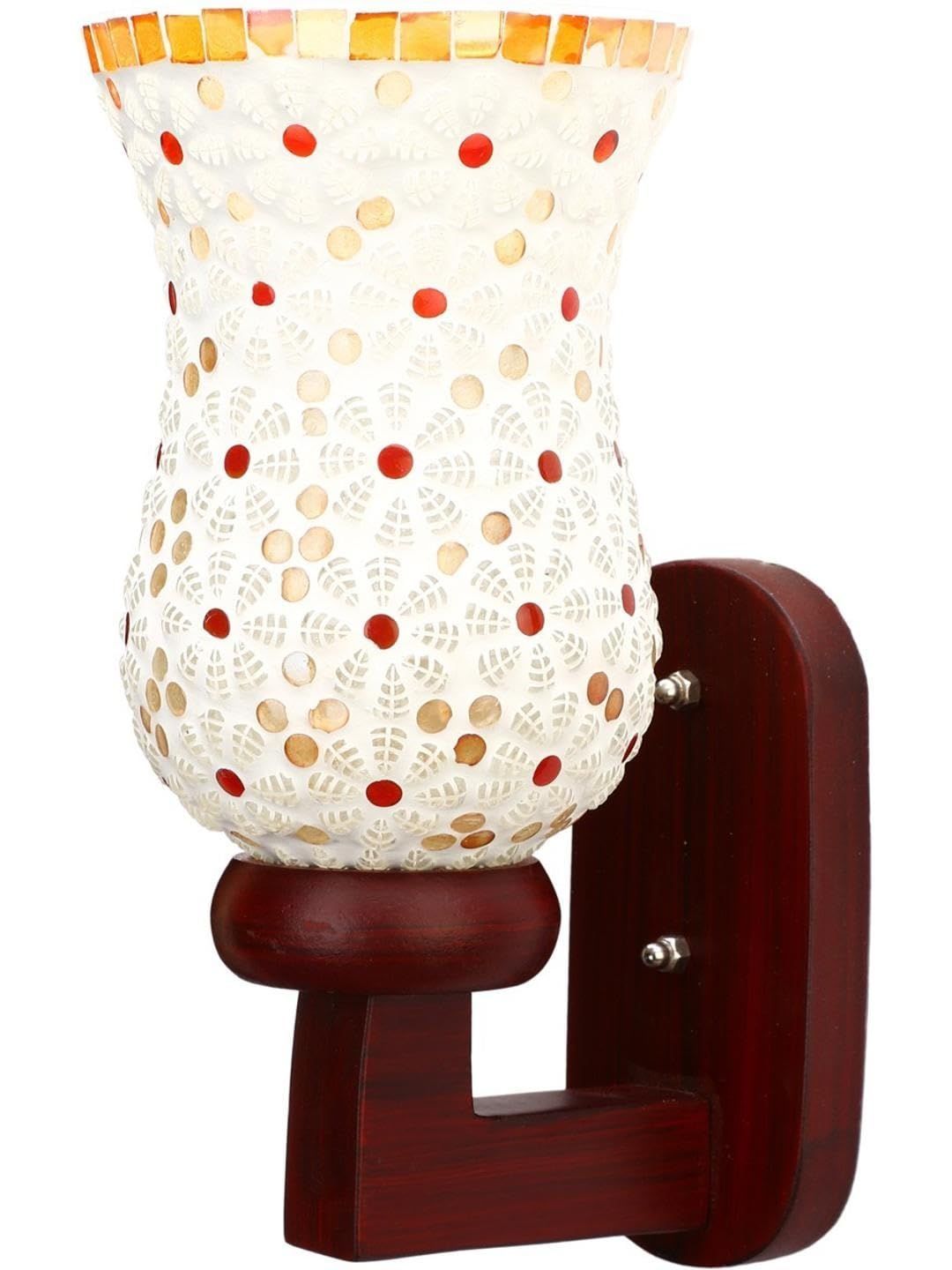 1ST TIME Multicoloured & White Textured Wood Traditional Frustum Shaped Wall Lamp-picture-32
