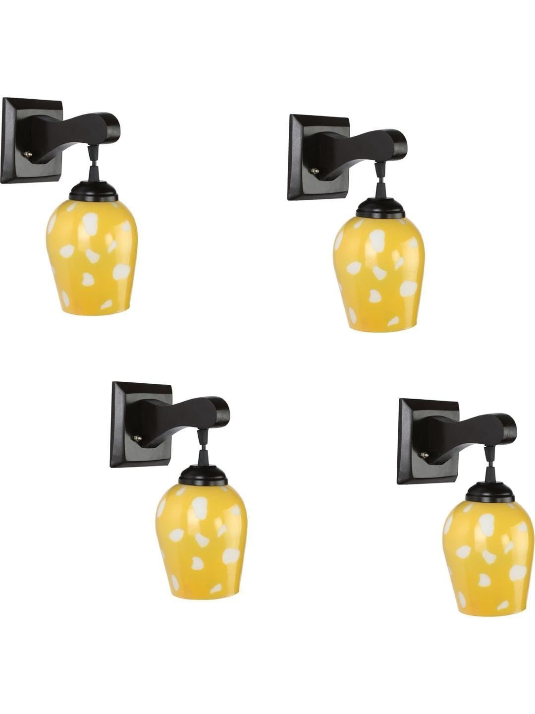 1ST TIME Yellow & Yellow Printed Wood Wall Lamp-image-29