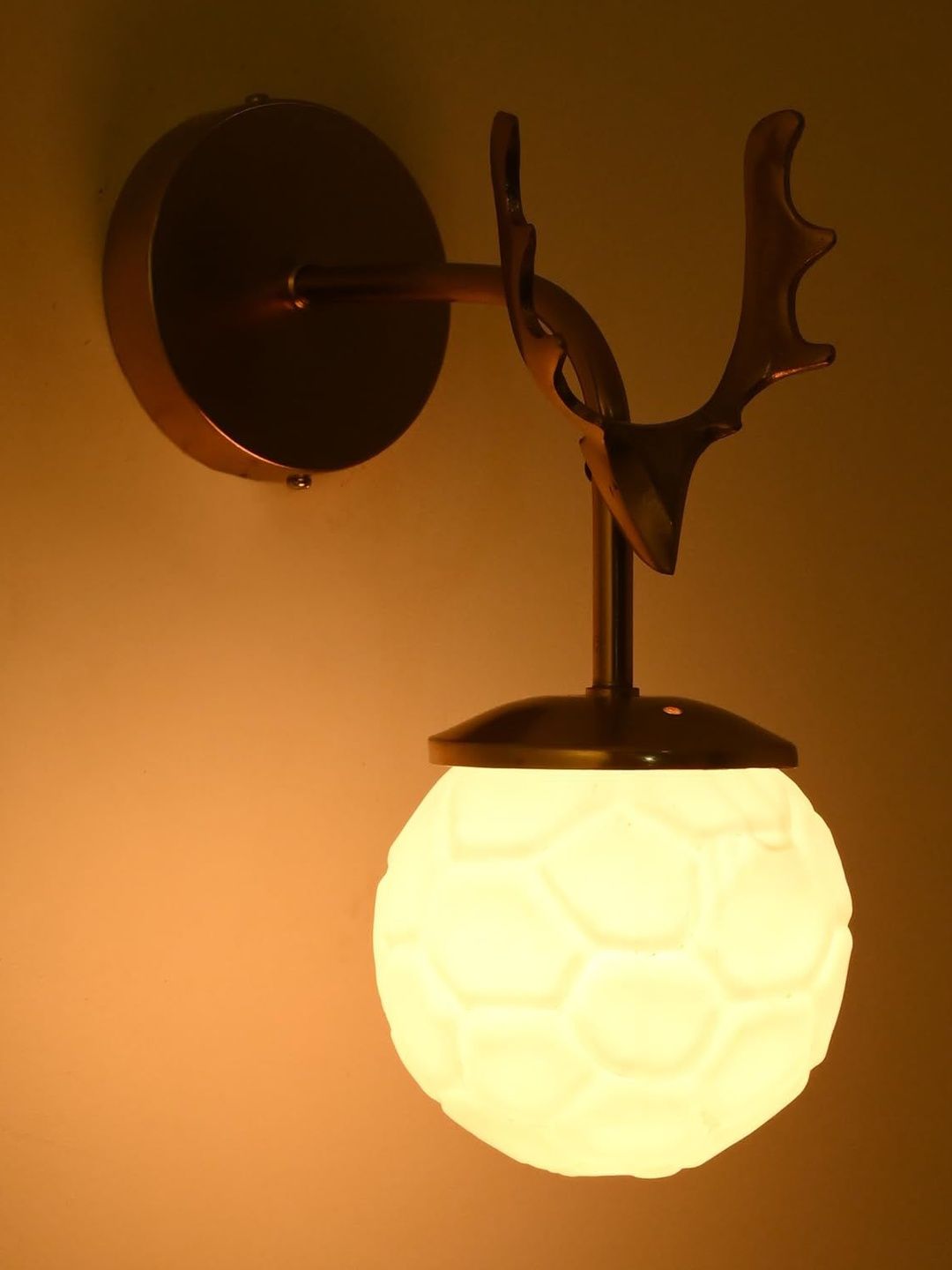 1ST TIME White & Gold-Toned Textured Metal Traditional Spherical Shaped Wall Lamp-image-43