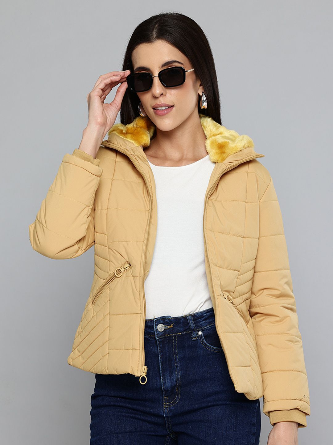 Fort Collins Spread Collar Padded Jacket with Faux Fur Detail-picture-18