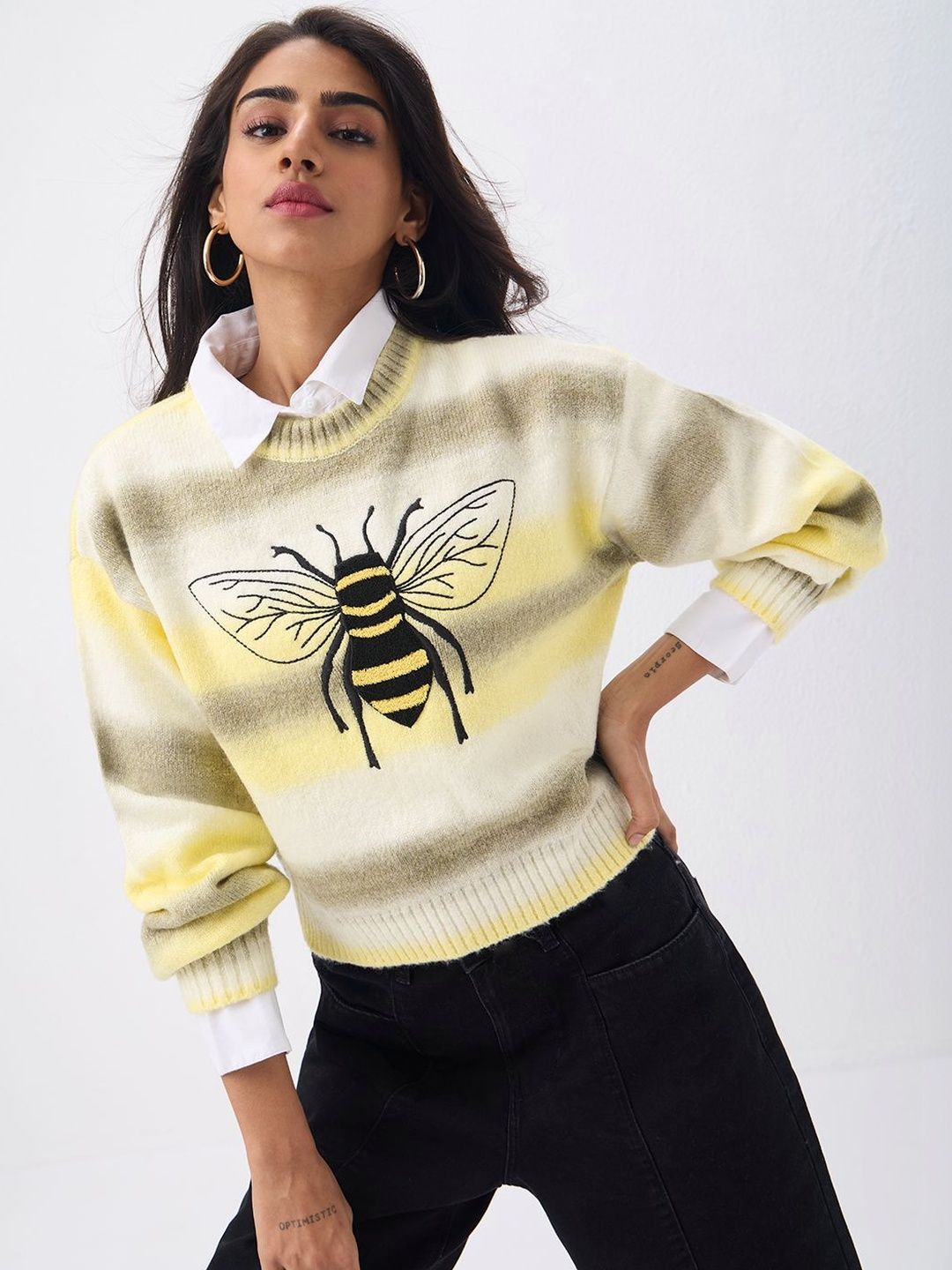 The Souled Store Women Embroidered Crop Pullover with Embroidered Detail-picture-15