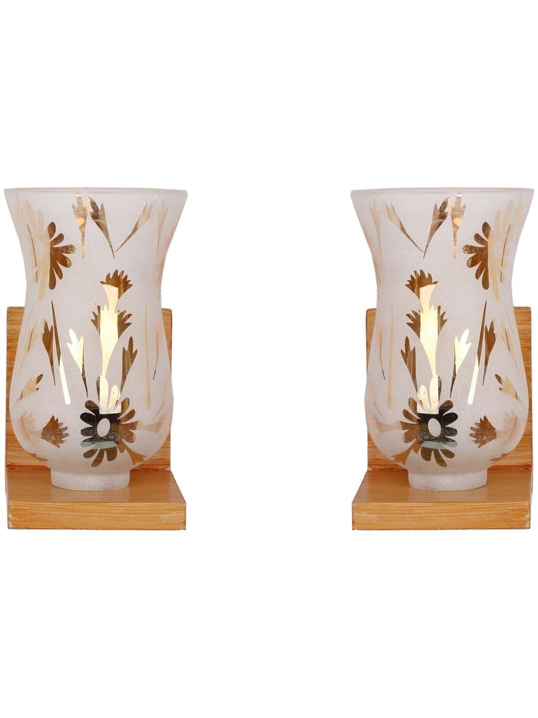 1ST TIME Gold-Toned & White Printed Wood Traditional Wall Lamp-picture-17