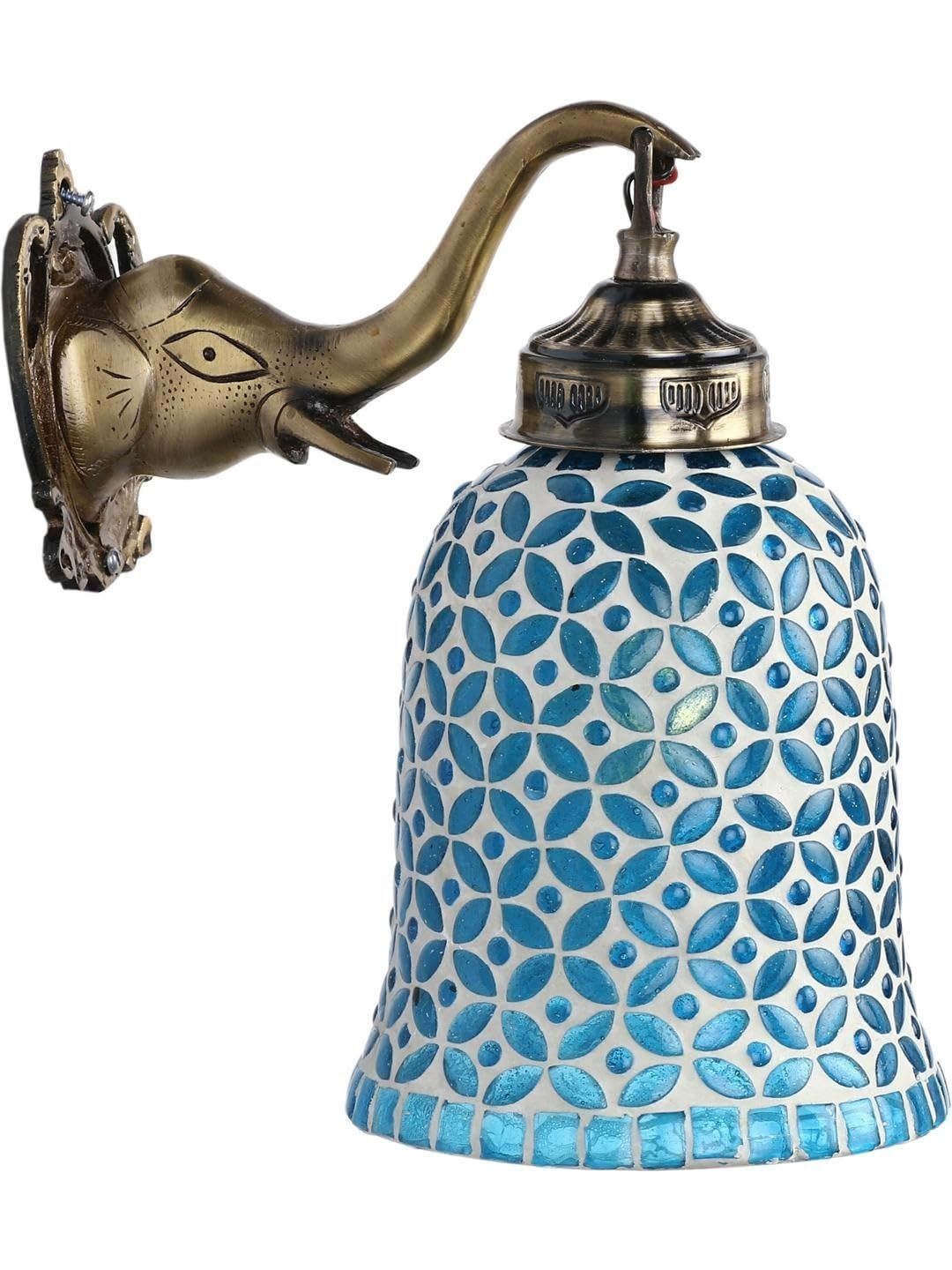 1ST TIME Blue & White Printed Metal Traditional Rectangle Shaped Wall Lamp-image-44
