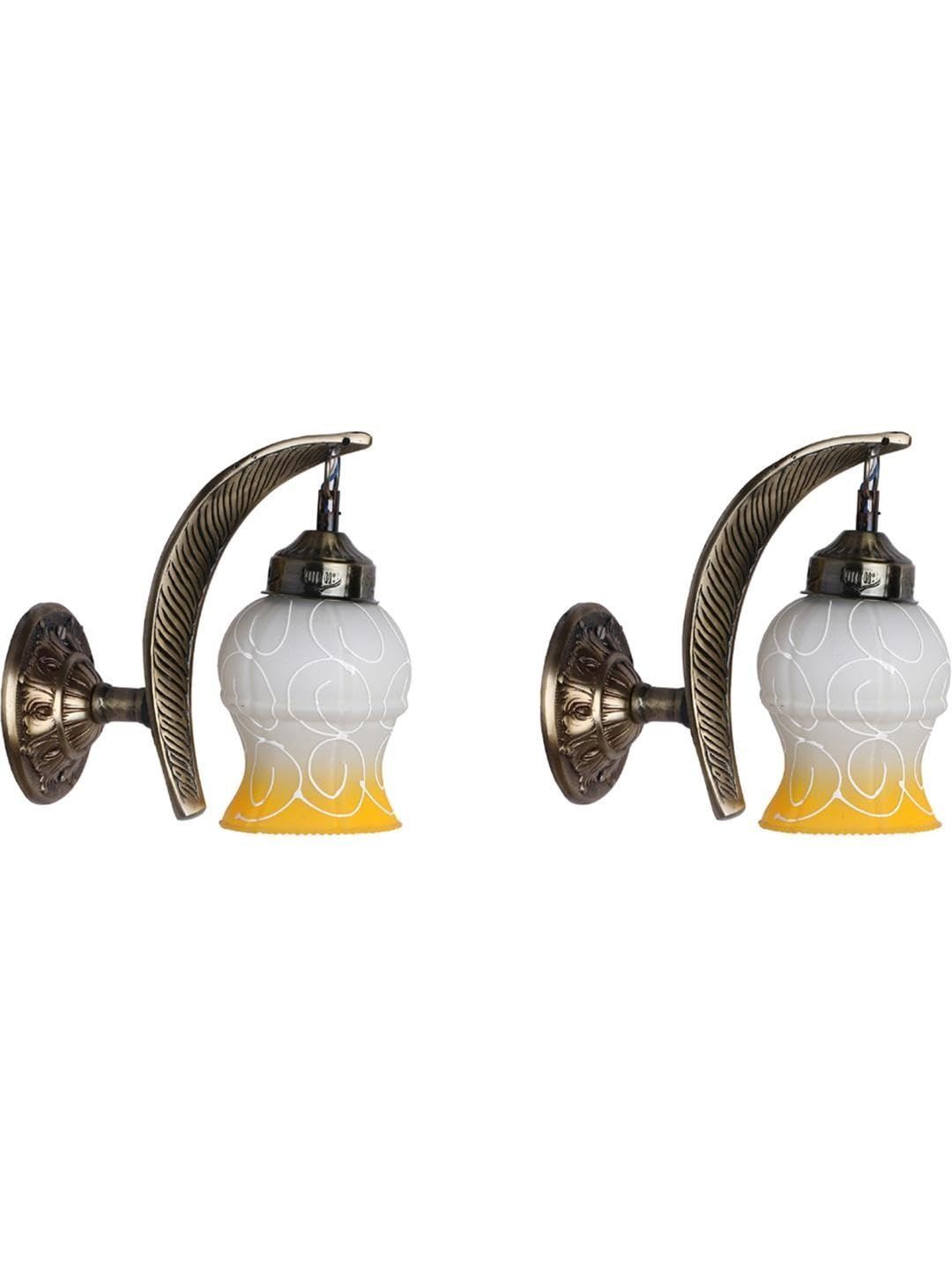 1ST TIME Yellow & White Textured Metal Traditional Wall Lamp-picture-17