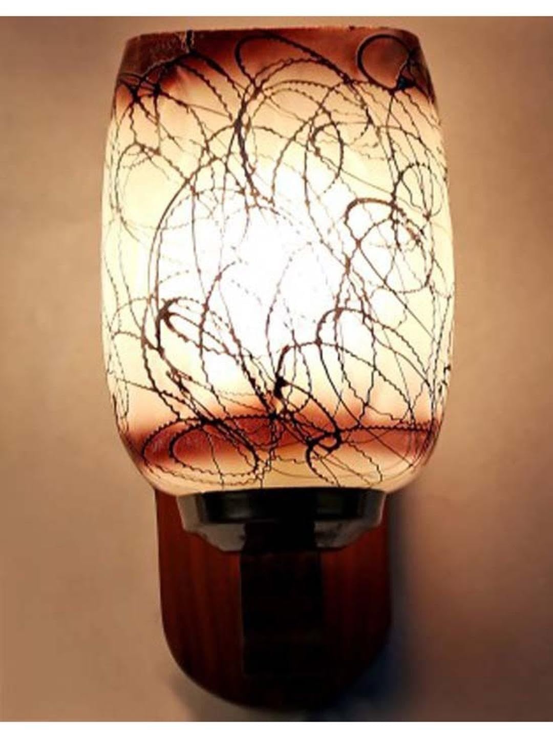 1ST TIME Brown & White Textured Wood Contemporary Cylinder Shaped Wall Lamp-picture-23
