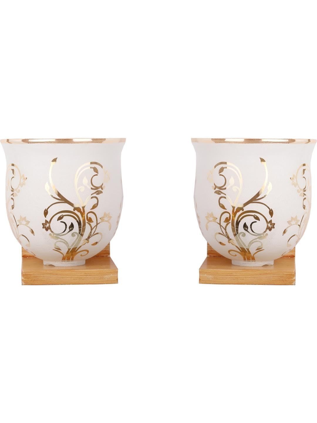 1ST TIME Gold-Toned & White Printed Wood Wall Lamp-picture-19