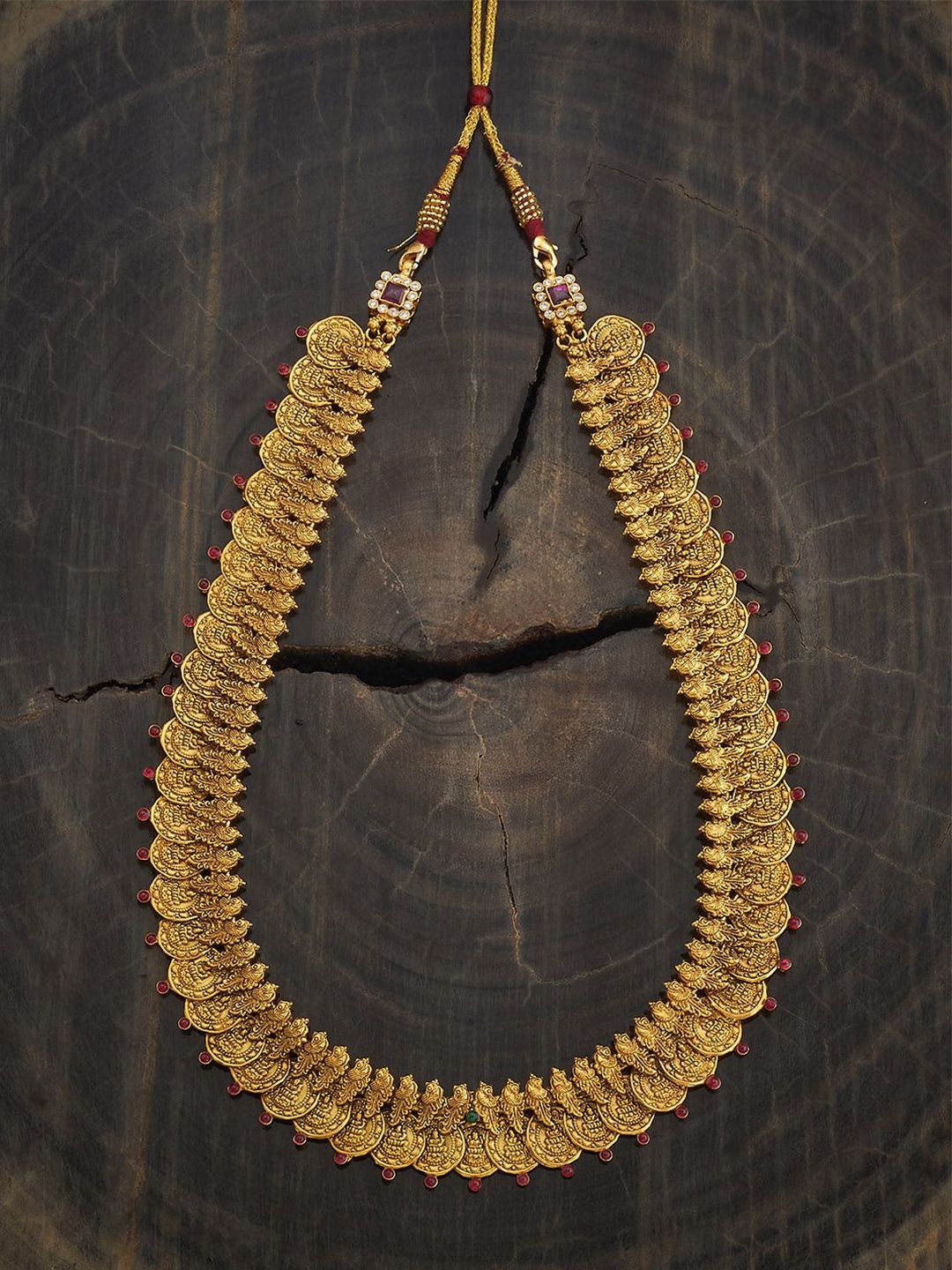 Kushal's Fashion Jewellery Embellished Bridal 92.5 Silver Gold-Plated Temple Necklace-picture-15