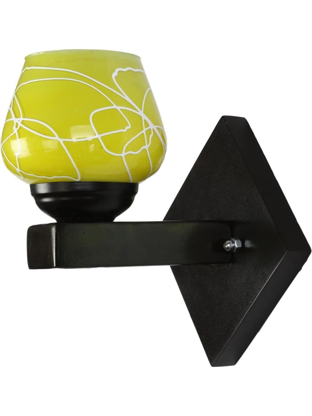 1ST TIME Yellow & Yellow Printed Wood Contemporary Abstract Shaped Shaped Wall Lamp-image-25