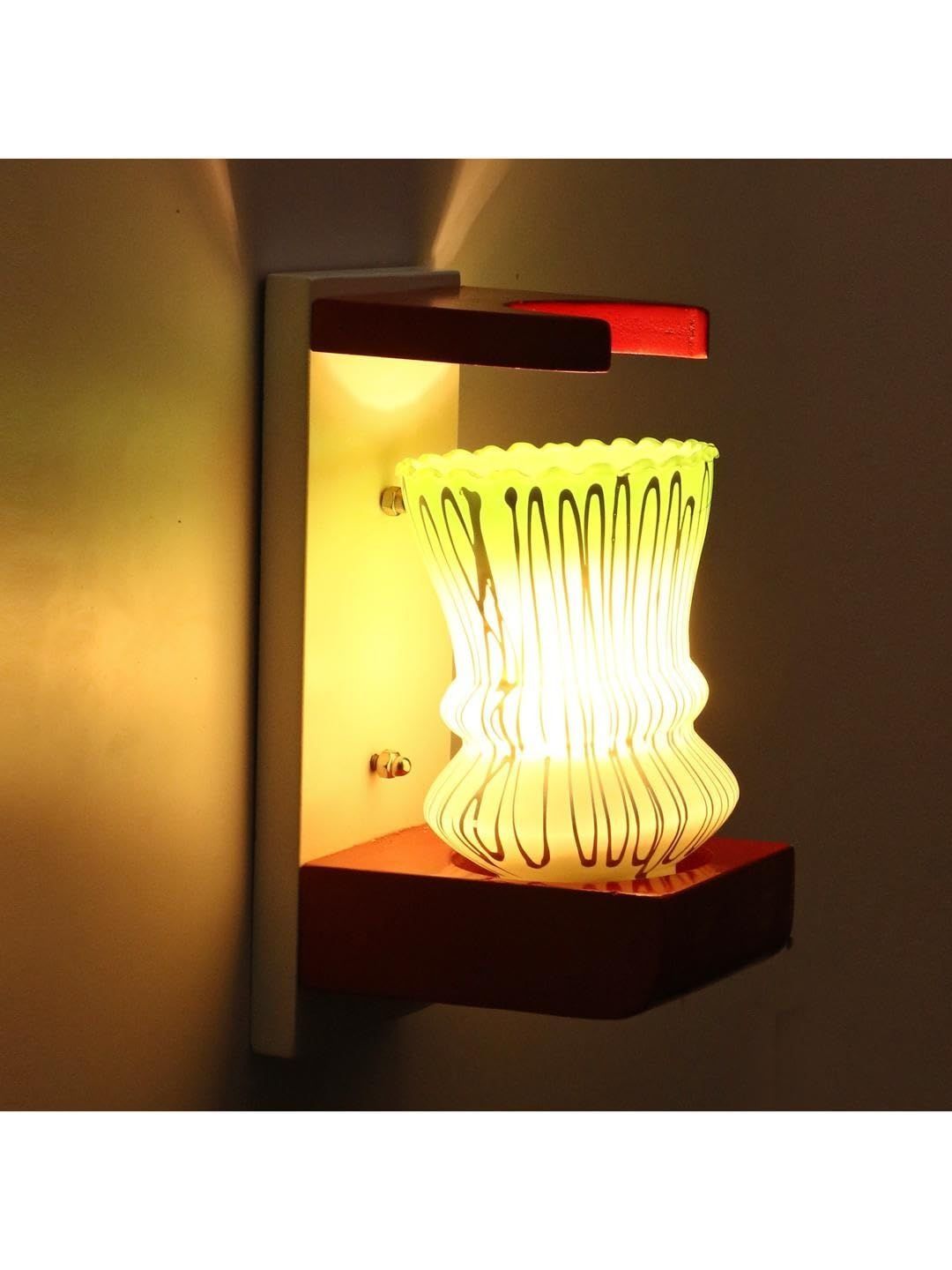 1ST TIME Green & Red Wood Abstract Shaped Shaped Wall Lamp-image-48