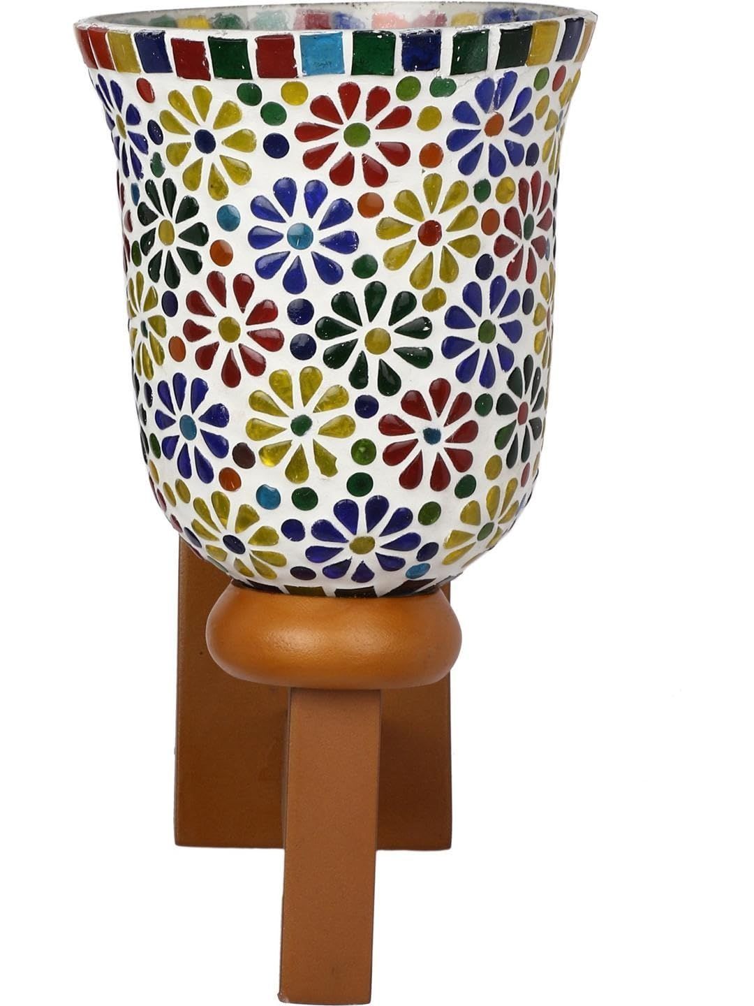 1ST TIME Multicoloured & Multicoloured Colourblocked Wood Traditional Frustum Shaped Wall Lamp-picture-14