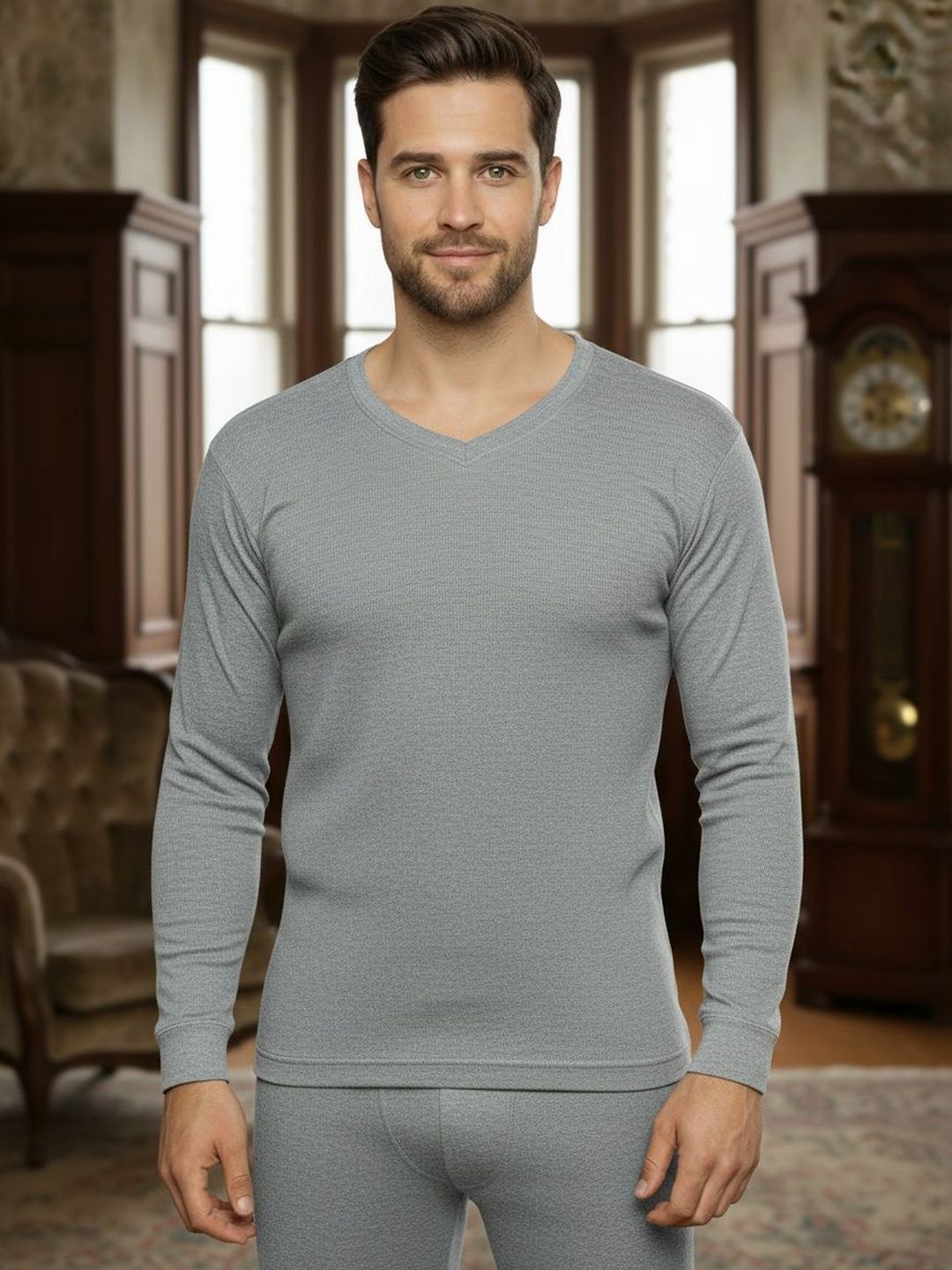 MACK JONNEY Cotton V-Neck Thermal Tops-picture-25