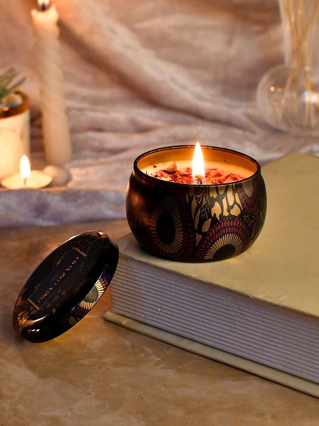 Myntra Elegant Homes Multicoloured & Black 1 pieces Jar Candle-image-49