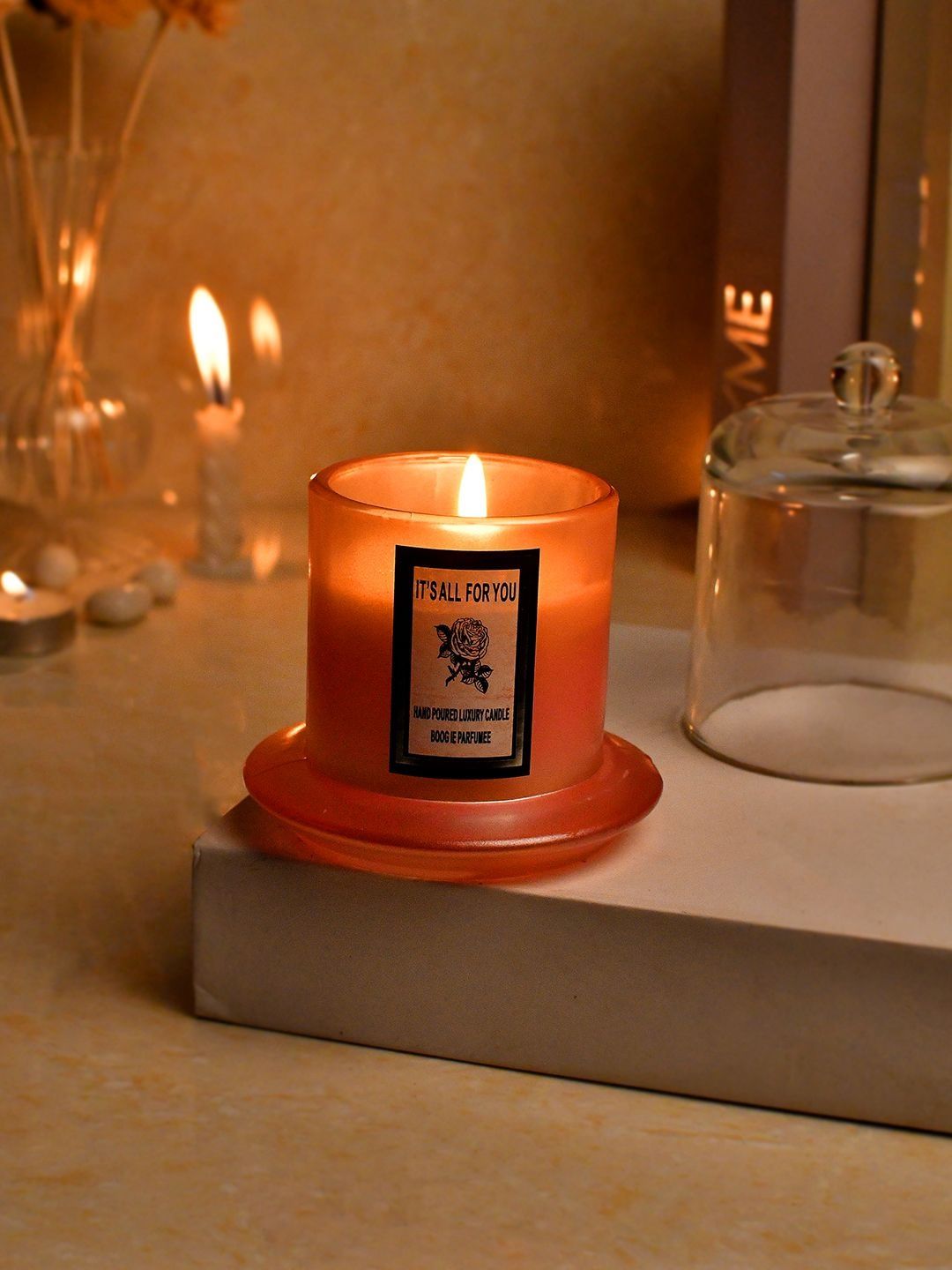 Myntra Elegant Homes Pink & Orange 1 pieces Jar Candle-image-49